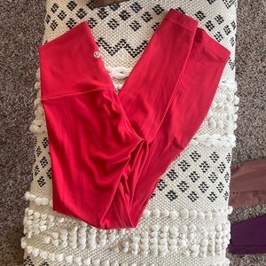 Lulu lemon align 25” red leggings. Worn once, never dried. Size 0